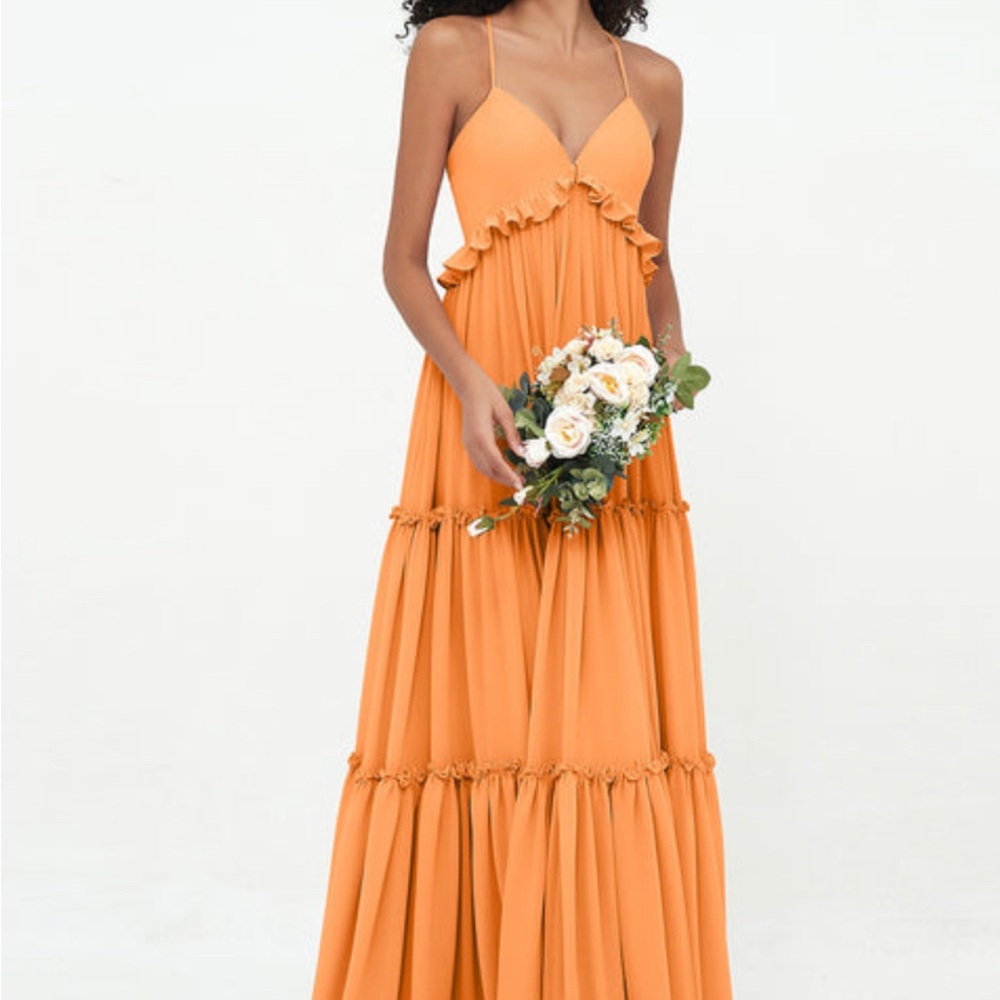 Orange Ruffle Maxi Dress